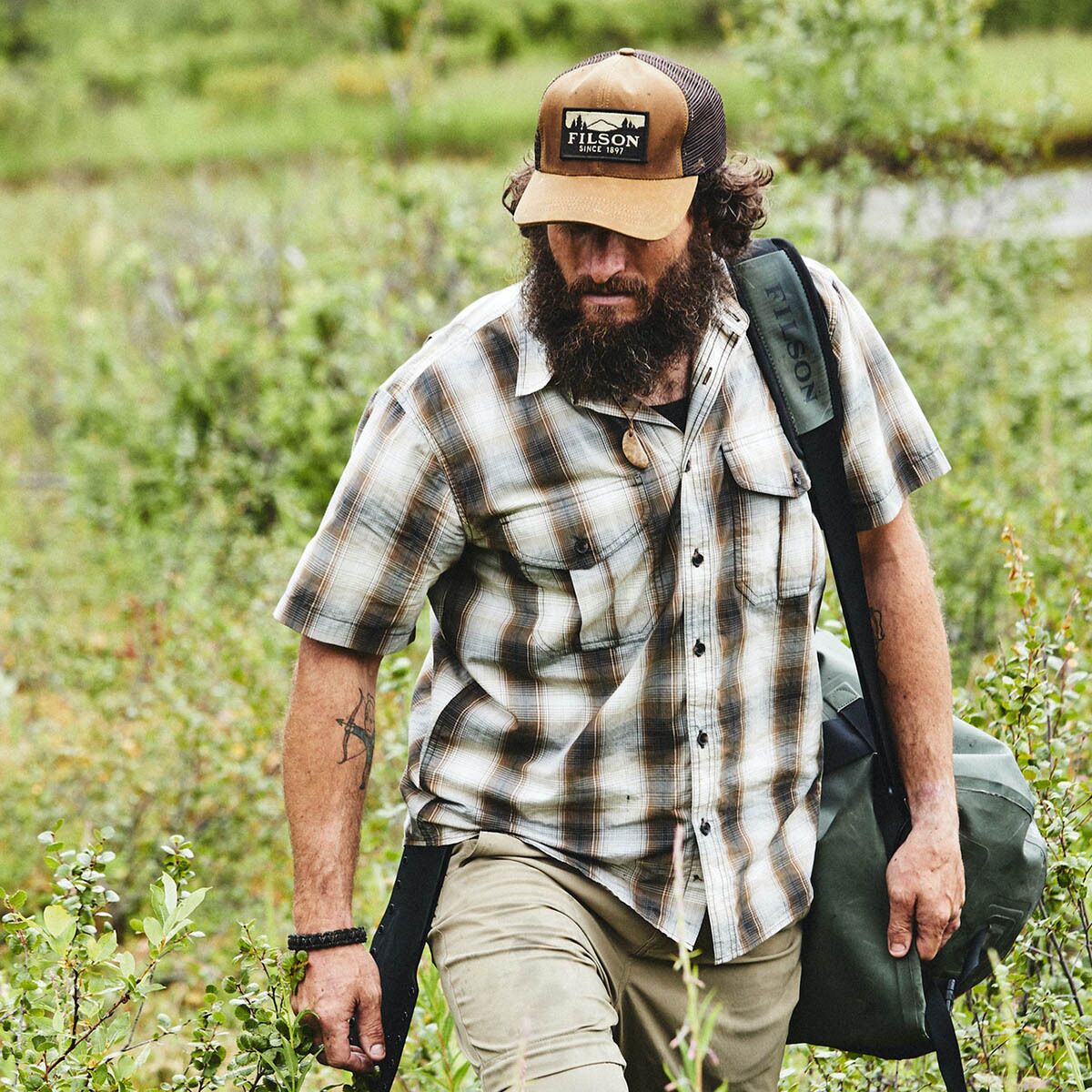 Filson shirt and gear in the field